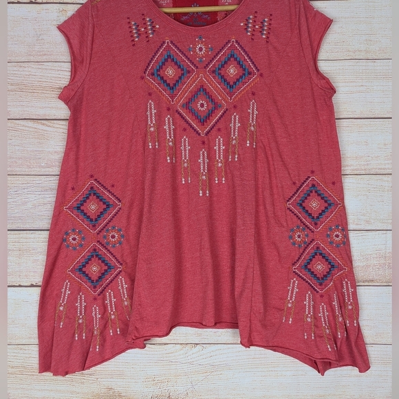 Johnny Was Size Medium M Boho Embroidered Tunic Top Corral Boxy Oversized - Picture 3 of 12